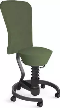 Aeris Swopper Work New Edition B&uuml;rohocker mit Rollen und Lehne, Feder Low, Gestell Alu schwarz, Bezug Mikrofaser Comfort gr&uuml;n (103-HB-LOBK-BK-CM05)