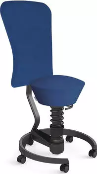 Aeris Swopper Work New Edition B&uuml;rohocker mit Rollen und Lehne, Feder Low, Gestell Alu schwarz, Bezug Mikrofaser Comfort blau (103-HB-LOBK-BK-CM04)