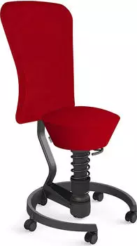Aeris Swopper Work New Edition B&uuml;rohocker mit Rollen und Lehne, Feder Low, Gestell Alu schwarz, Bezug Mikrofaser Comfort rot (103-HB-LOBK-BK-CM03)