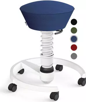 Aeris Swopper Air New Edition B&uuml;rohocker mit Rollen, Feder Standard, Gestell Alu wei&szlig;, Bezug Mesh-Gewebe blau (102-HB-STWH-WH-RN04)