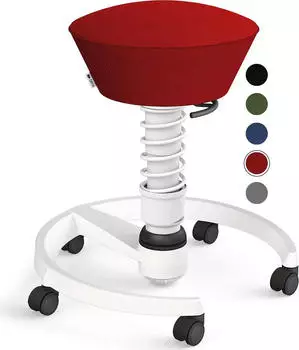 Aeris Swopper Air New Edition B&uuml;rohocker mit Rollen, Feder Standard, Gestell Alu wei&szlig;, Bezug Mesh-Gewebe rot (102-HB-STWH-WH-RN03)