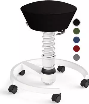 Aeris Swopper Air New Edition B&uuml;rohocker mit Rollen, Feder Standard, Gestell Alu wei&szlig;, Bezug Mesh-Gewebe schwarz (102-HB-STWH-WH-RN01)