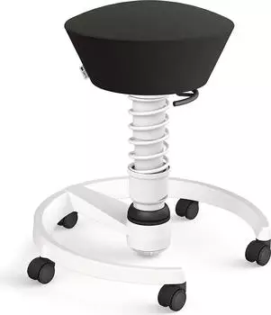 Aeris Swopper New Edition B&uuml;rohocker mit Rollen, Feder Standard, Gestell Alu wei&szlig;, Bezug Kunstleder Uruguay schwarz (102-HB-STWH-WH-UR01)