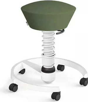 Aeris Swopper New Edition B&uuml;rohocker mit Rollen, Feder Standard, Gestell Alu wei&szlig;, Bezug Mikrofaser Comfort gr&uuml;n (102-HB-STWH-WH-CM05)