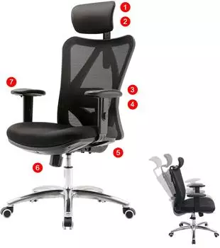 Mendler HWC-J86 Bürostuhl ergonomisch, Lordosenstütze, schwarz, bis 150kg (83848a)