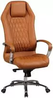 AMSTYLE Chefsessel, SPM1.296 Leder braun, Gestell silber caramel