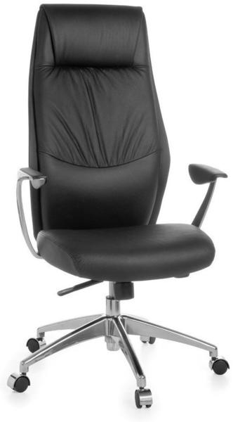 FineBuy Chefsessel Echtleder schwarz (36186)