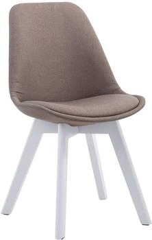 CLP Esszimmerstuhl Borneo V2 Stoff mit Polsterung taupe, Gestell wei&szlig;