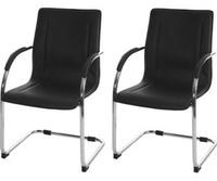 MCW 2x Konferenzstuhl Perm, Besucherstuhl Freischwinger, PVC ~ schwarz