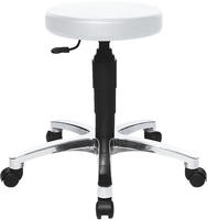 Topstar Drehhocker TEC 177,80cm (70), chrom, Kunstleder wei&szlig; extra dick gepolsterter