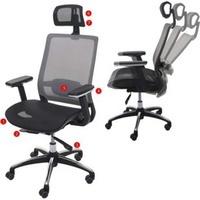 MCW Bürostuhl MCW-A20, Schreibtischstuhl Drehstuhl, ergonomisch Kopfstütze Stoff/Textil ~ schwarz/grau