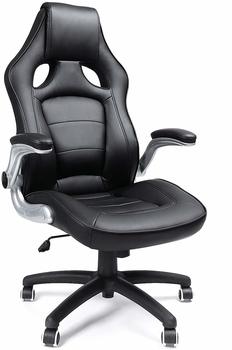 Songmics Gaming-Stuhl OBG62B, schwarz, Kunstleder, Kopfst&uuml;tze, belastbar bis 150 kg