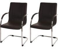 Mendler 2x Konferenzstuhl Perm, Besucherstuhl Freischwinger, PVC ~ braun