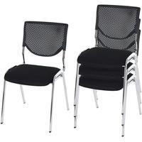 MCW 4x Besucherstuhl H401, Konferenzstuhl stapelbar, Stoff/Textil ~ Sitz schwarz, Füße chrom