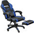 TecTake Racing Bürostuhl mit Fußstütze schwarz/blau