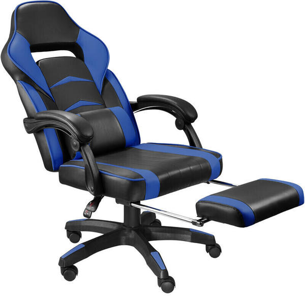 TecTake Racing Bürostuhl mit Fußstütze schwarz/blau