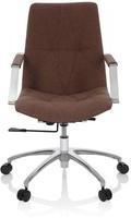 HJH Office 670983 Drehstuhl SARANTO II Stoff Braun moderner Sessel im Retro-Look mit Rollen, h&ouml;henverstellbar