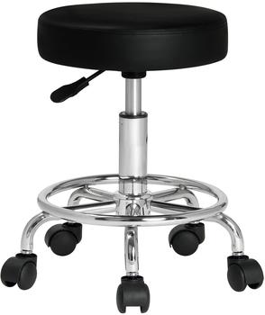 Deuba CASARIA Rollhocker Drehhocker Arbeitshocker Höhenverstellbar 360 ° Drehbar Werkstatthocker Kosmetikhocker Hocker - Schwarz