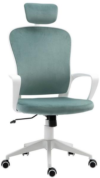 Vinsetto Bürostuhl  mit Armlehne und Kopfstütze türkis, weiß 63 x 64 x 118-128 cm (BxTxH) Schreibtischstuhl Gamingstuhl Drehstuhl Chefsessel