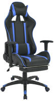 vidaXL Neigbarer Racing-B&uuml;rostuhl mit Fu&szlig;st&uuml;tze Blau