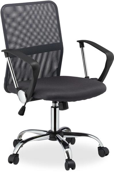 Relaxdays Armlehnstuhl Bürostuhl, ergonomisch, grau