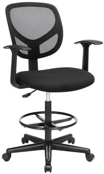 Songmics Chefsessel OBN25BK, Bürostuhl ergonomischer Computerstuhl, höhenverstellbare Fußstütze, schwarz