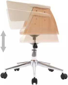 vidaXL Drehbarer Bürostuhl Bugholz & Kunstleder, Creme (3054832) – Ergonomisches Design für optimale Unterstützung