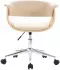 vidaXL Drehbarer Bürostuhl Bugholz & Kunstleder, Creme (3054832)
