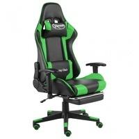 vidaXL Ergonomic gaming chair with footrest Green