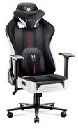 Diablo X-Player Gaming Stuhl Gamer Chair Bürostuhl Schreibtischstuhl Stoff 3D Armlehnen Ergonomisches Design Nacken/- Lendenkissen Weiß-Schwarz Normal (L)