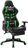 vidaXL Gaming-Stuhl mit Fu&szlig;st&uuml;tze Schwarz und Gr&uuml;n Kunstleder