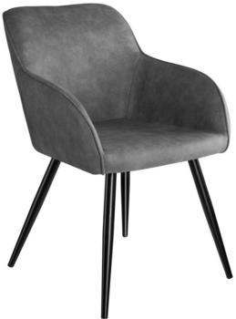 TecTake Stuhl Marilyn Stoff, schwarze Stuhlbeine - grau/schwarz