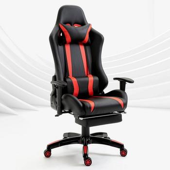 Svita Gaming Stuhl B&uuml;rostuhl Schreibtischstuhl Drehstuhl Fu&szlig;ablage ergonomisch schwarz/rot