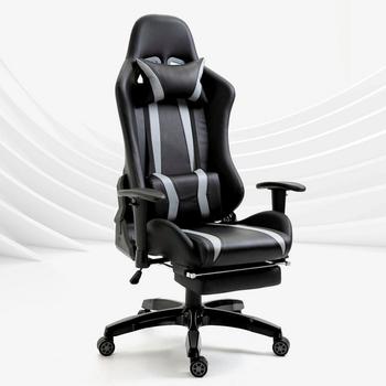 Svita Gaming Stuhl B&uuml;rostuhl Schreibtischstuhl Drehstuhl Fu&szlig;ablage ergonomisch schwarz/grau