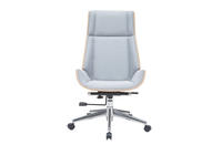 Design-B&uuml;rosessel helles Holz und PU Grau CURVED