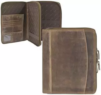 Greenburry Vintage Schreibmappe Leder, braun, A4 (1721B-25)