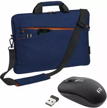 PEDEA Laptoptasche "Fashion" 17,3 Zoll Umhängetasche mit kabelloser Maus, blau (SET010-66063025)