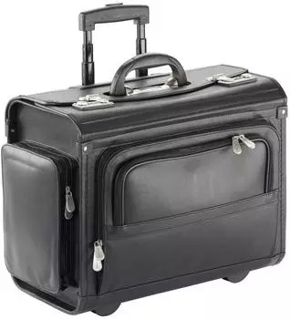 Dermata Business Pilotenkoffer auf Rollen schwarz (7056P)