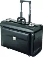 Alassio Pilotenkoffer SILVANA, Leder, schwarz, mit Trolley (92705)