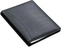 Alassio Schreibmappe BORMIO, DIN A5, Nappa-Leder, schwarz mit DIN A5 Block, Stift, A5