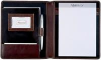Alassio Schreibmappe MONACO, A5, Leder, dunkelbraun-antik mit Block, DIN A5