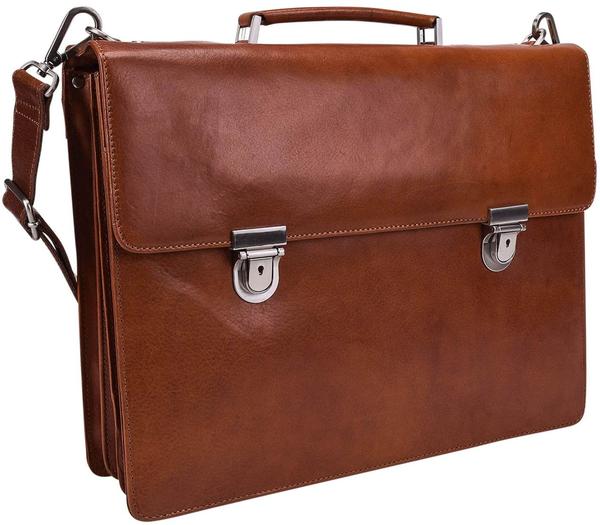 Leonhard Heyden Cambridge Briefcase 3 Compartment cognac