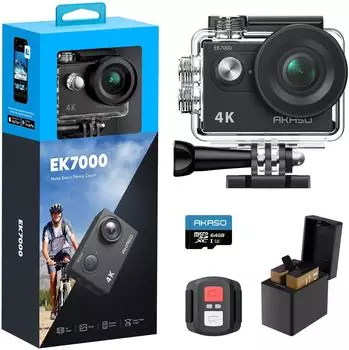 AKASO EK7000 Action Cam 4K30FPS 20MP 170° Weitwinkel wasserdicht 30M (SYYA0025-BK-EU-U1)