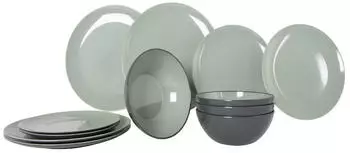 Gimex Vivid Line Geschirrset, 12-teilig, grau/grün