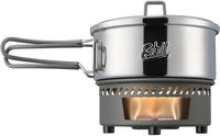Esbit Trockenbrennstoff-Kochset, 1000 ml, Edelstahl - Taschenkocher hellgrau