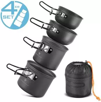 Stahlwerk Camping Kochtopf-Set 4-teilig, Aluminium, Antihaftbeschichtung (6487)