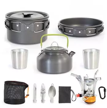 toboli Camping Geschirr Set 12-tlg. mit Kochausr&uuml;stung und Besteck (63873)