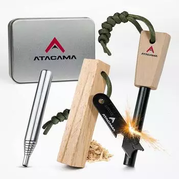 Atacama Firestarter Set Feuerstahl, Kienspan & Flint, Camping Outdoor