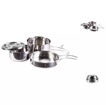 Mil Tec Kochgeschirr-Set 4-tlg. Edelstahl Outdoor