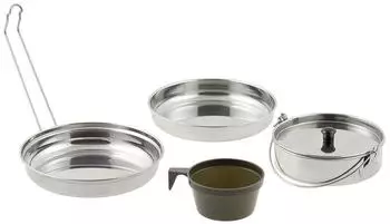 Max Fuchs Camping Kochgeschirr-Set, Edelstahl, 5-teilig, stapelbar (33315)
